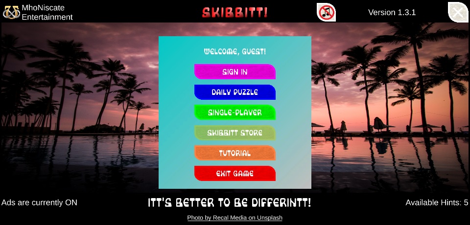 Skibbitt Main Menu Screenshot